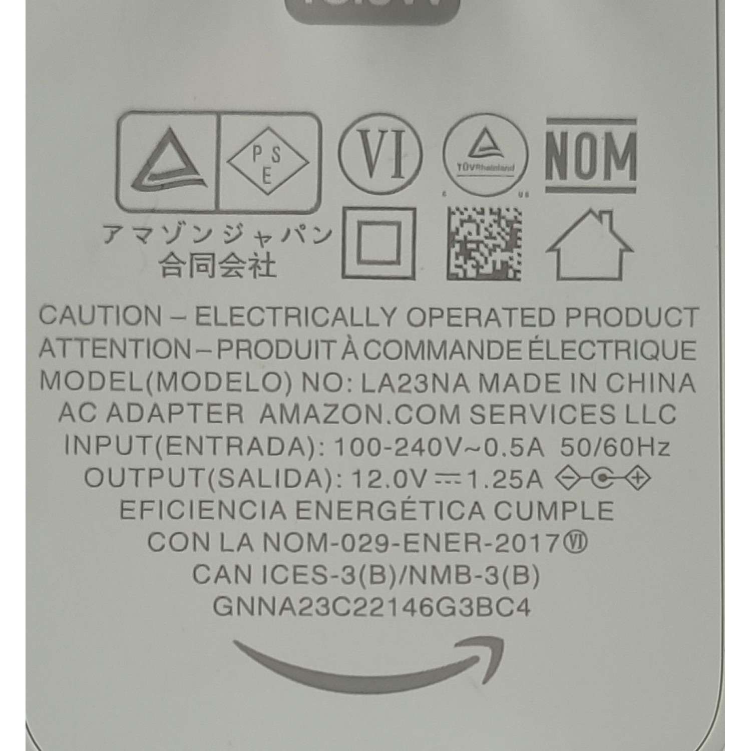 ADAPTADOR AC AMAZON LA23NA / 12.0V - 1.25A	 - Imagen 2